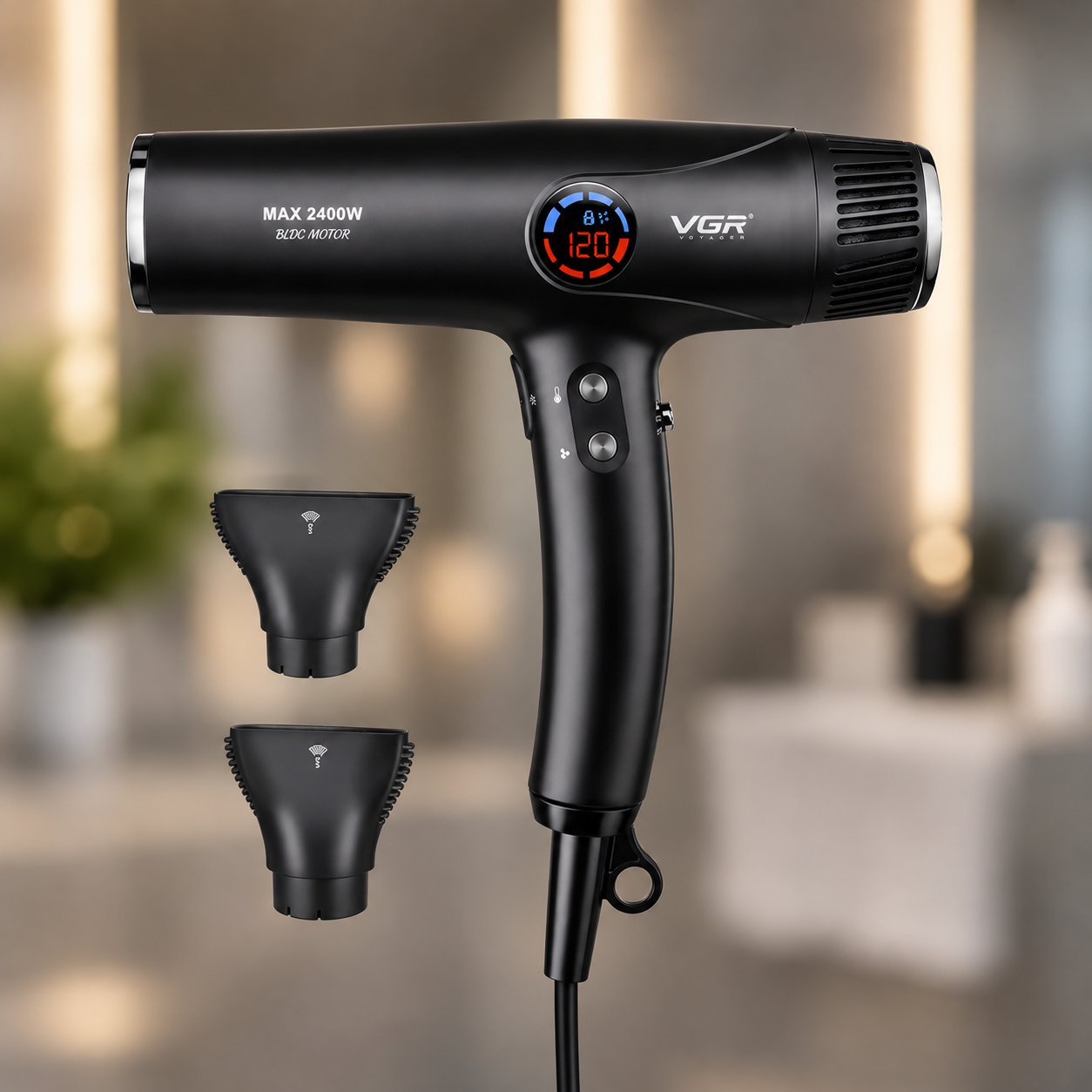 Фен VGR V 469 Black / Фен для волосся професійний 2400 Вт / Фен з дисплеєм