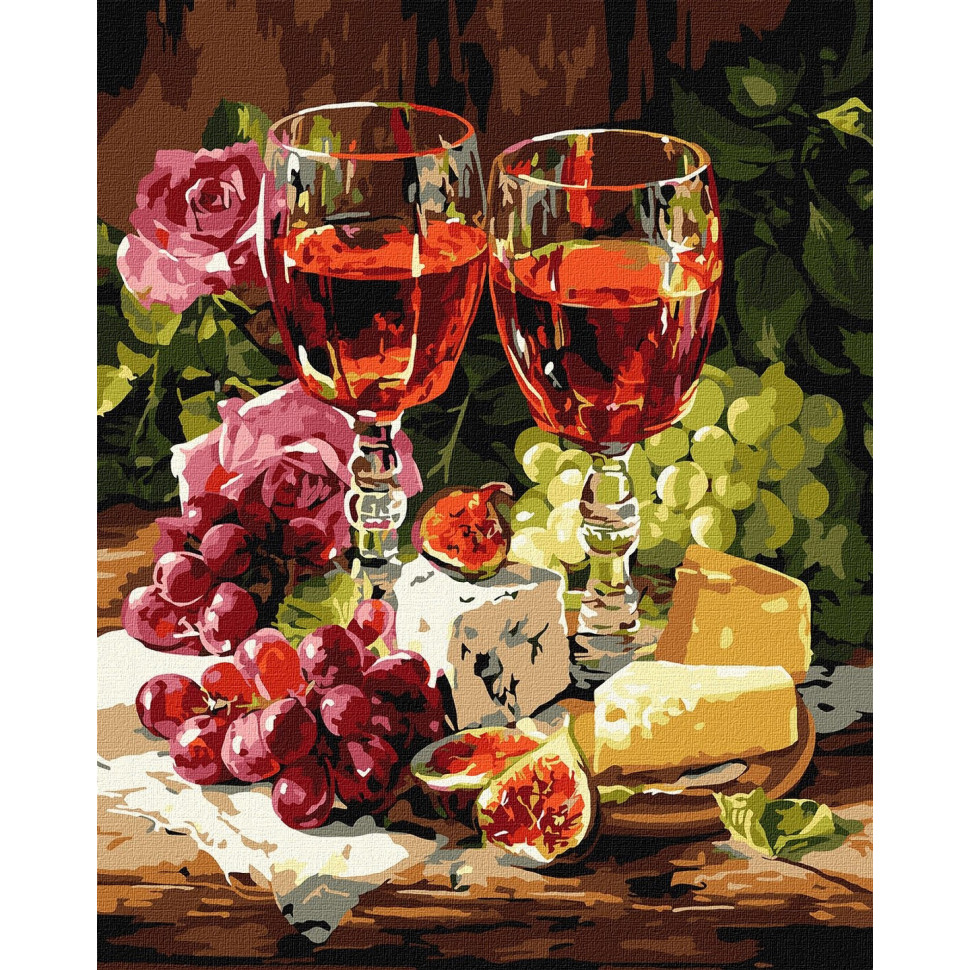 Картина за номерами "Натюрморт з інжиром та вином" ©art_selena_ua KHO5774, 40х50 см