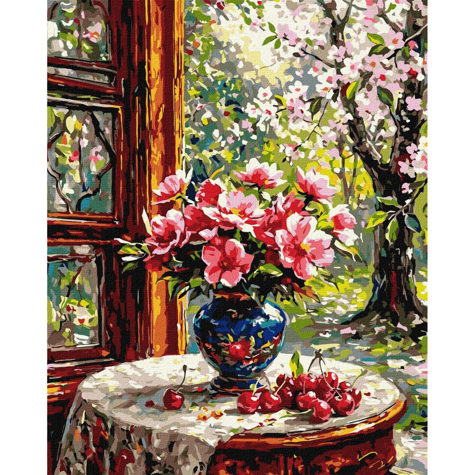 Картина за номерами "Цвіт вишні у вазі" ©art_selena_ua KHO5777, 40х50 см