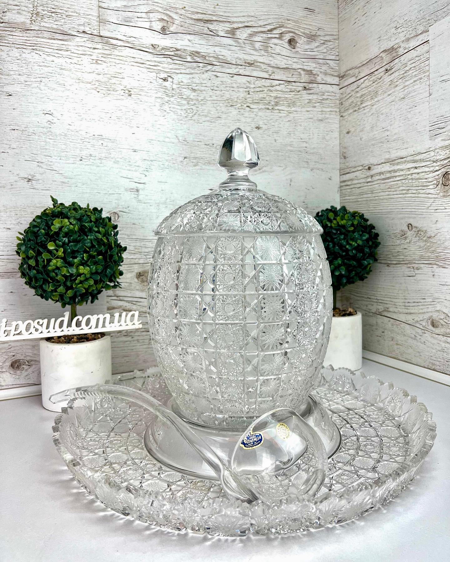 Супниця, компотница з ополоником і підставкою Bohemia Bowl 34-58014-1-57022-530