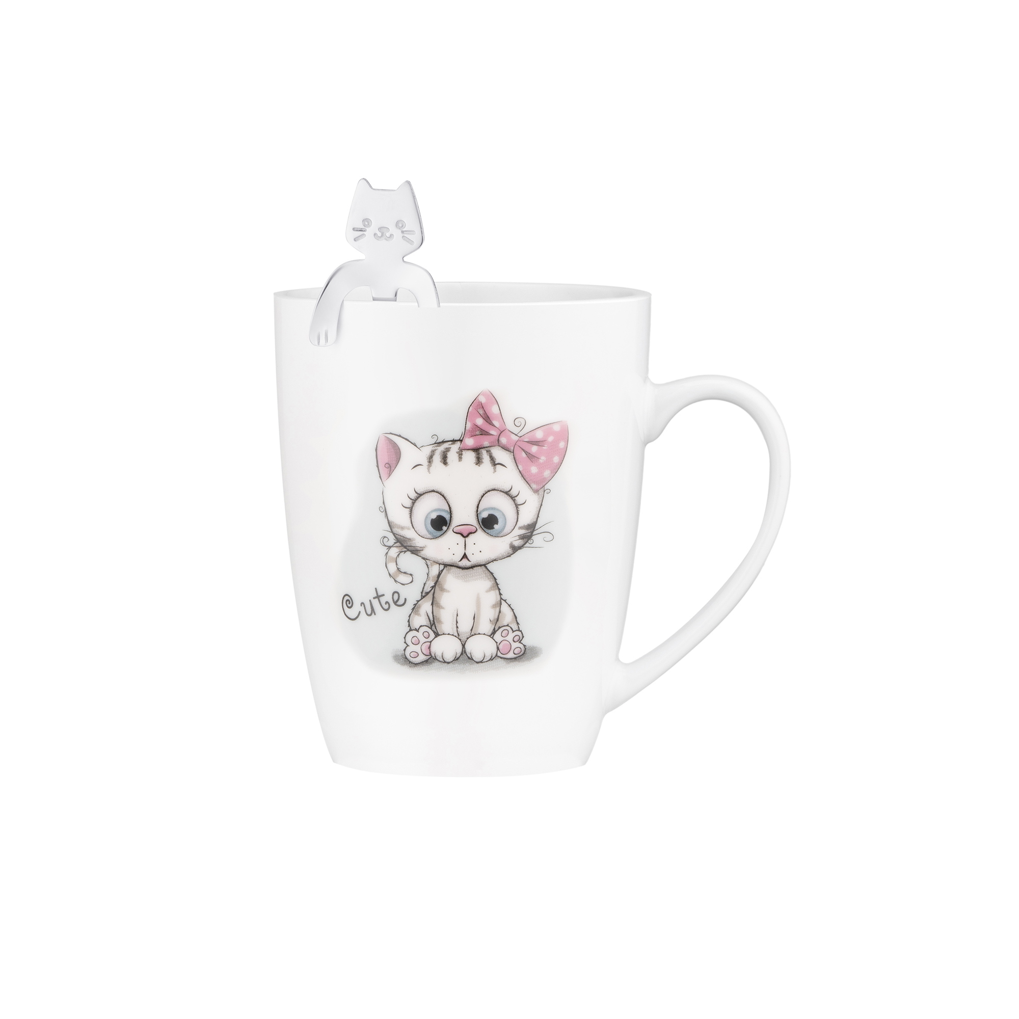 Чашка з ложкою Ardesto Cute 320 мл AR3040BS