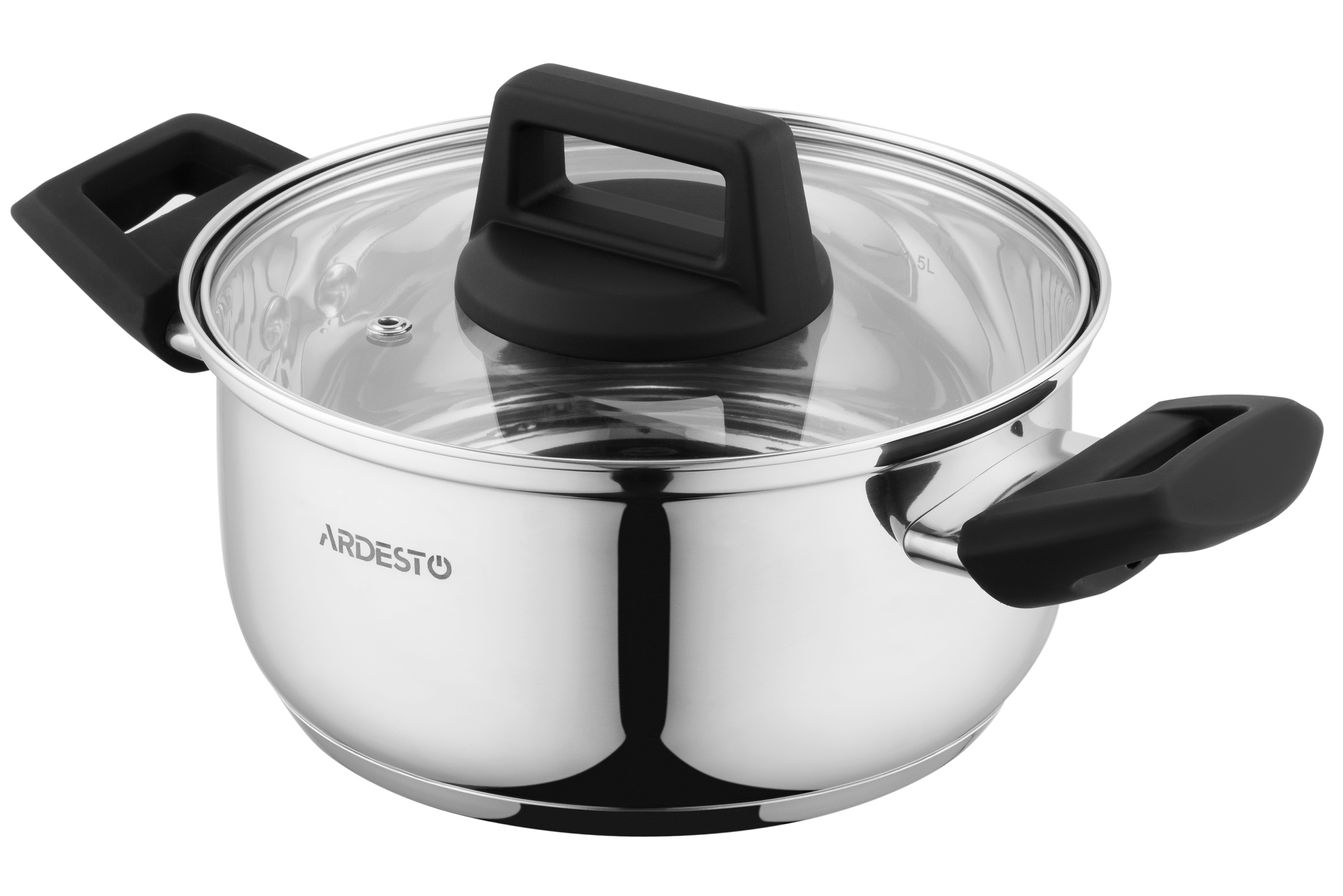 Каструля Ardesto Gemini скляна кришка 5.1 л нержавеющая сталь AR3551G