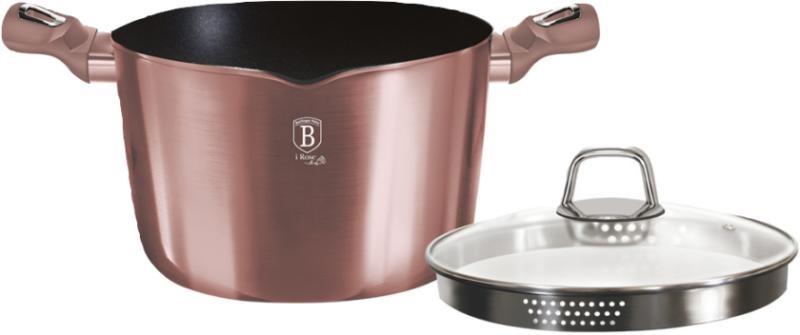 Алюмінієва каструля зі скляної кришкою 6,0 л Ø24х15,7 см Berlinger Haus I-Rose Edition BH-6038