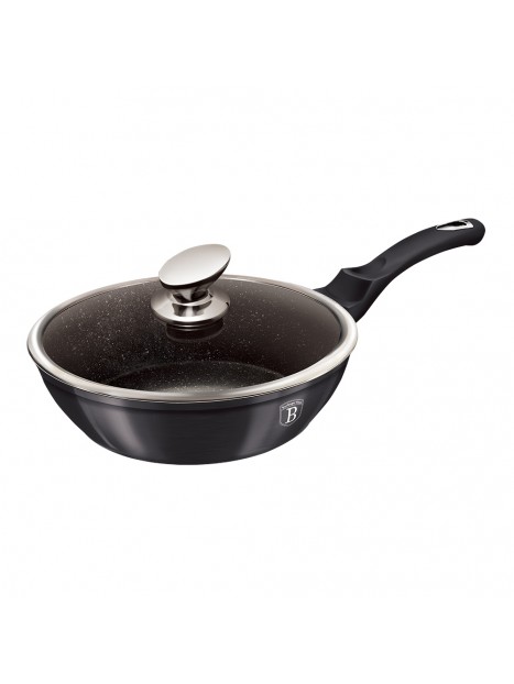 Пательня глибока з термостойкой скляної кришкою Ø24 см Berlinger Haus Metallic Line Carbon Pro Edition BH-6895