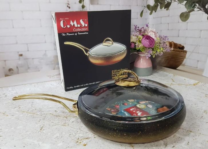 Пательня 26*7 CM (2,8 л) скляна кришка OMS 3241GL-26-2,8л-Gold