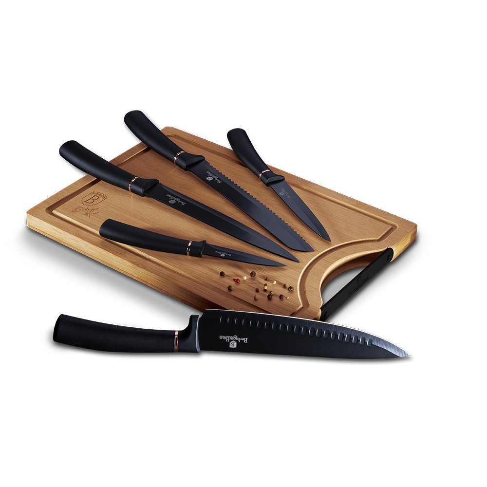 Набір ножів з дошкою 6 предметів Berlinger Haus Black Rose Collection BH-2550