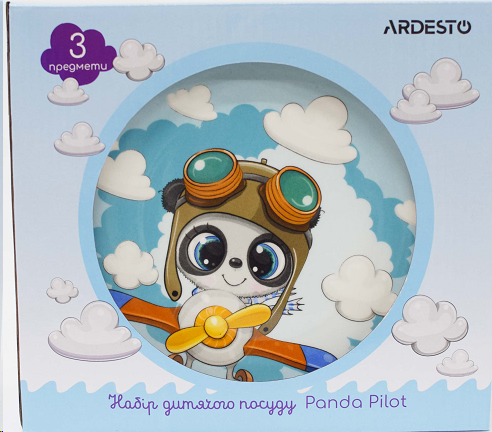 Набір дитячої посуду Ardesto Panda pilot 3 пр фарфор AR3451PS