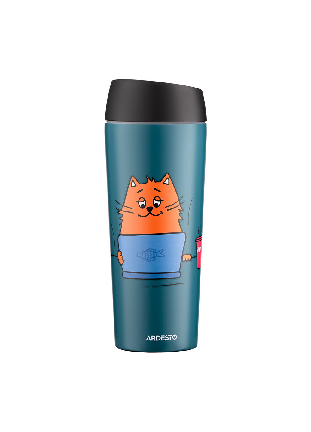 Термокухоль Ardesto Coffee time Red Cat 450 мл, нержавіюча сталь, синій AR2645CG