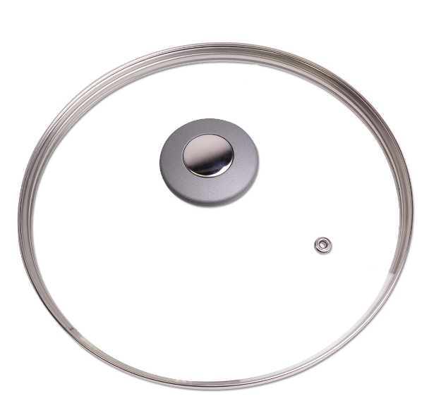 Кришка скляна 24 см з металевим обідком Kamille KM-0824GR