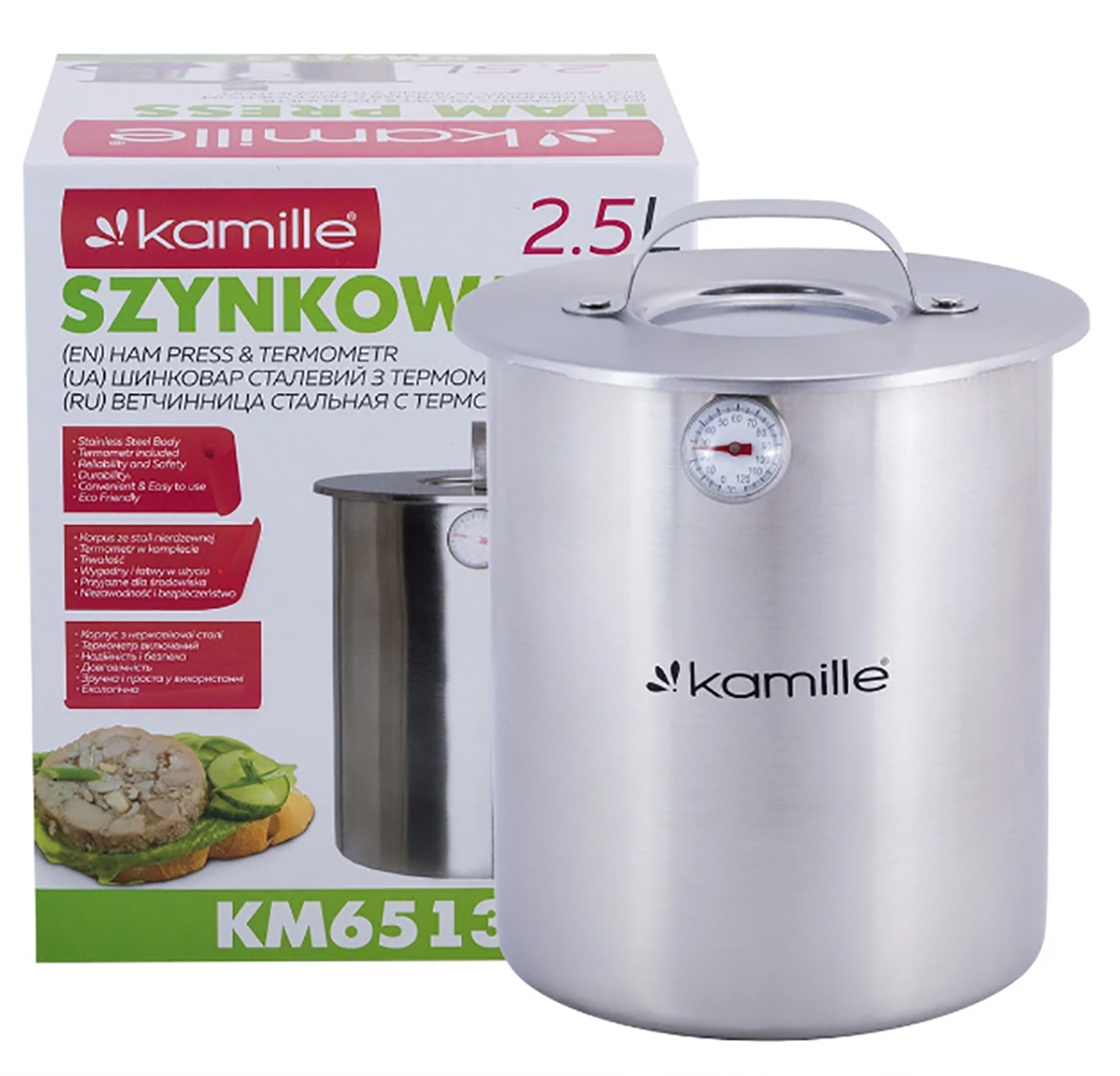 Ветчинница з нержавіючої стали з термометром 2,5 л Kamille KM-6513