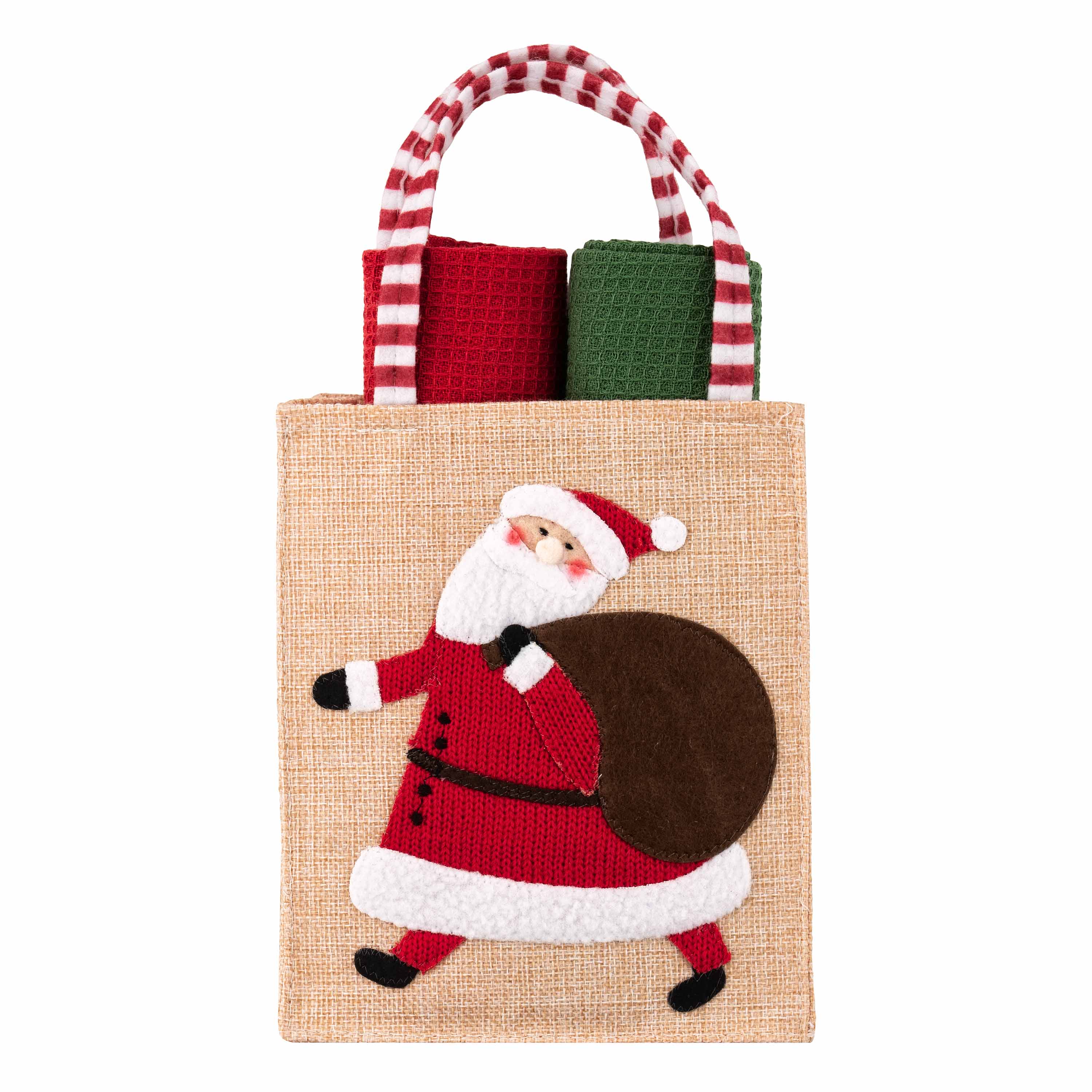 Подарунковий набір рушників для кухні в мішечку Ardesto Christmas Santa ART3863HSB