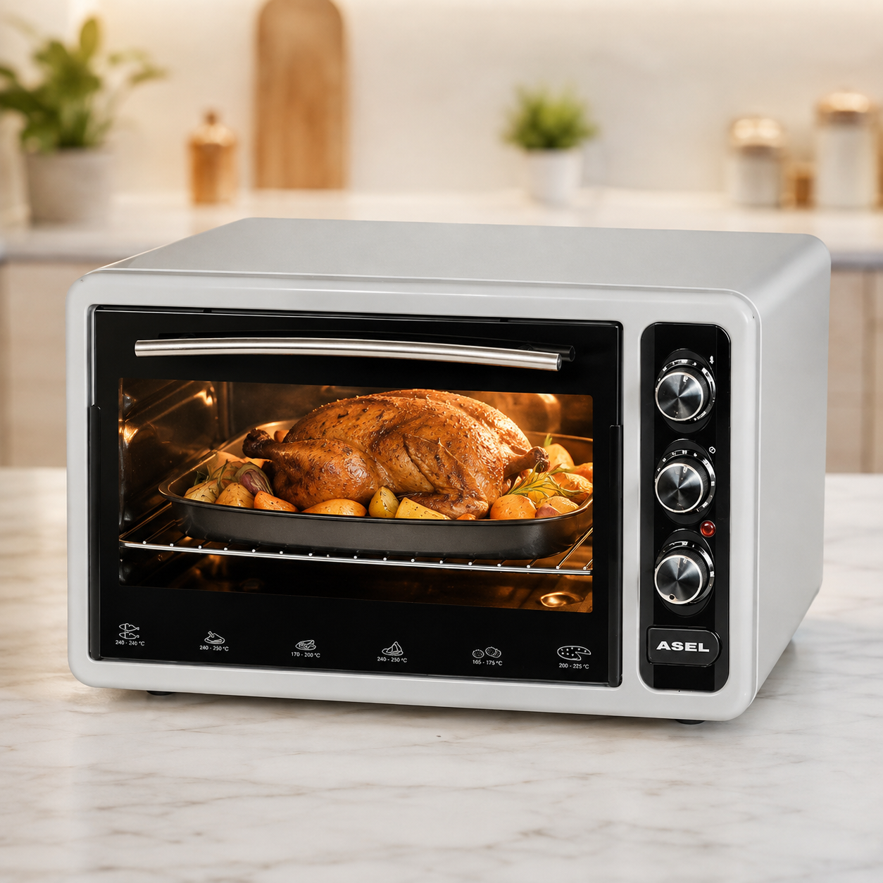 Духовка ASEL AF-0123 40 л Сіра / Пекти електрична з механічним керуванням / Електродуховка 1300 Вт