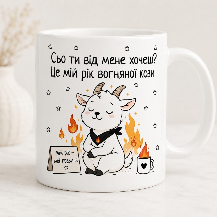 Оригінальна чашка з приколом Вогняна коза