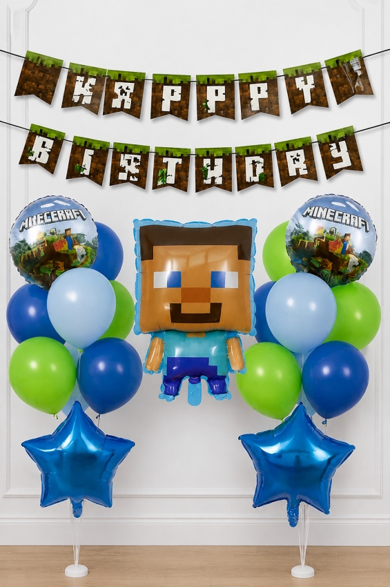 Набор воздушных шаров 18 шт для оформления Дня рождения в стиле Minecraft