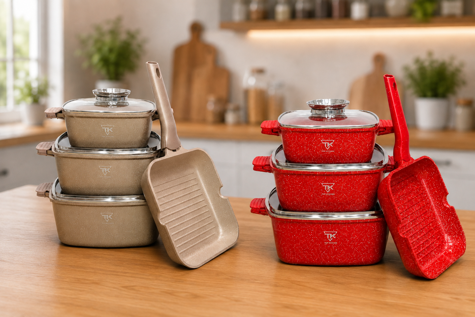 Набір посуду з гранітним покриттям Top Kitchen TK000103 3 каструлі + сковорода-гриль