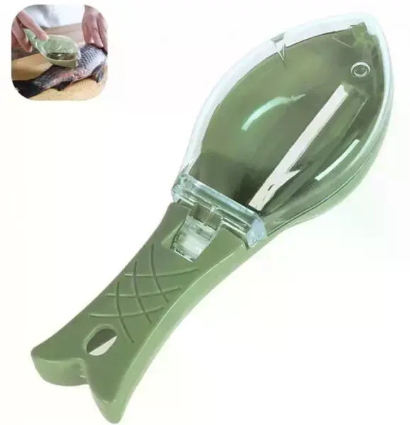 Рибочистка Fish Scale Scraper with Cover з контейнером для луски • Ручний шкребок-ніж для чищення риби з кришкою та лезом із нержавіючої сталі