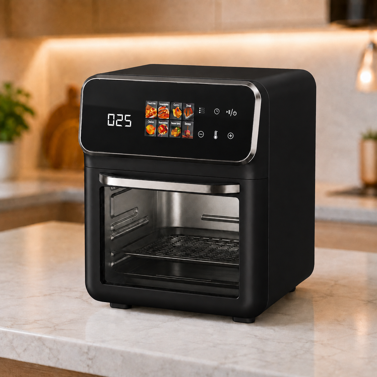 Чорна Електрична мультипіч Top Kitchen TK-00244 12л / Аерогриль з сенсорним керуванням 2400 Вт 10 програм
