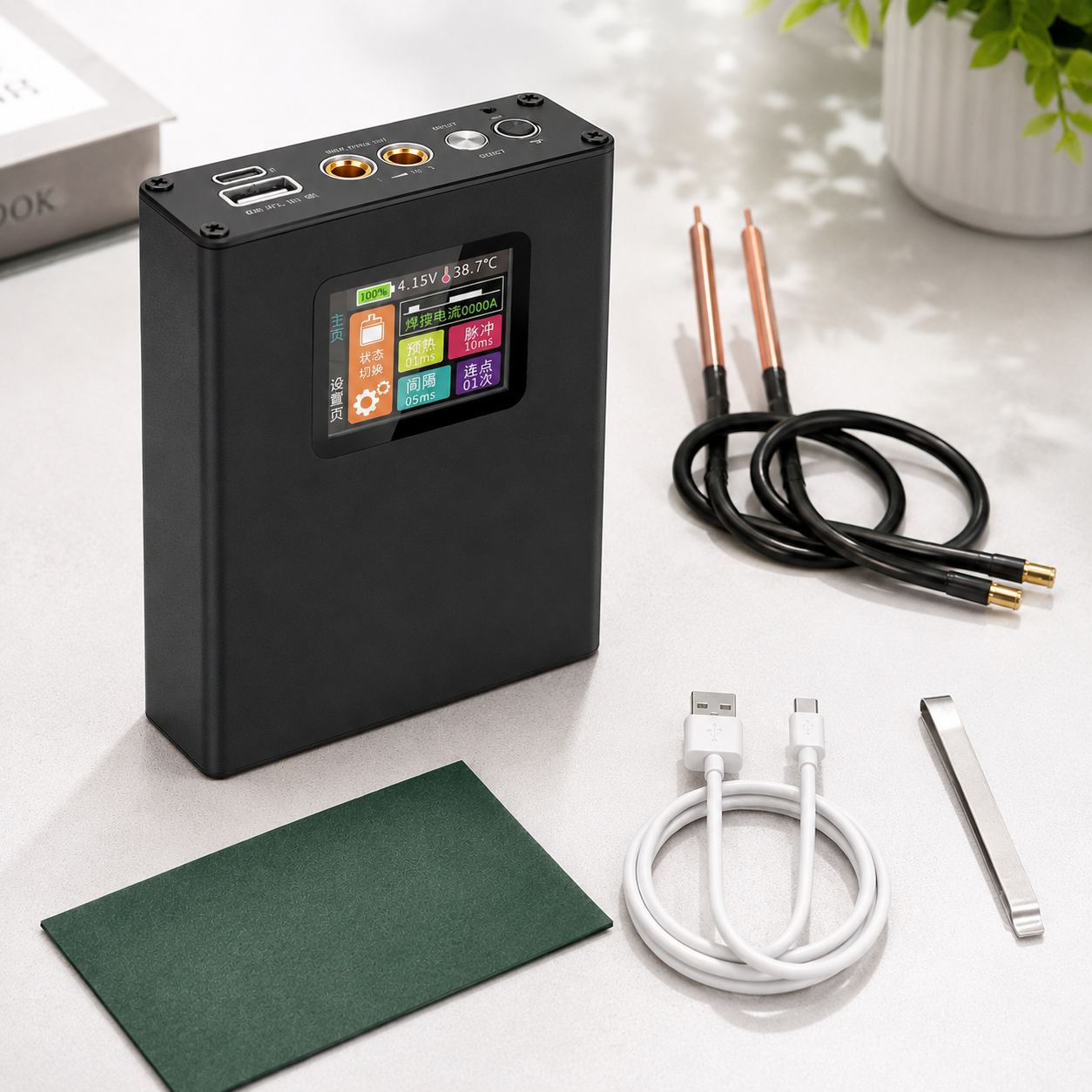 Міні апарат точкового зварювання Docreate 30 Gear / Зварювальний апарат з LCD-дисплеєм 5000 mAh 6-800 А