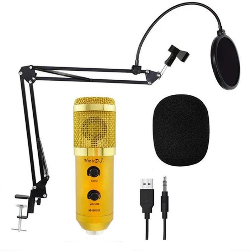 Конденсаторний студійний мікрофон VGS M-800U PRO-MIC зі стійкою та вітрозахистом