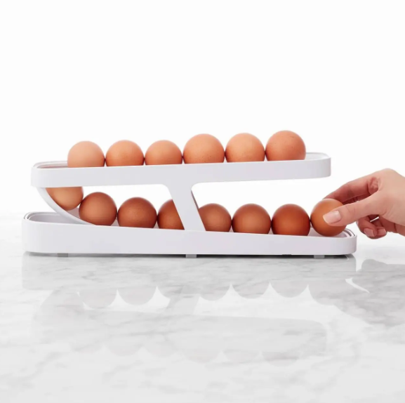 Контейнер для яєць Egg Pan · Дворівневий органайзер – підставка для зберігання яєць у холодильнику