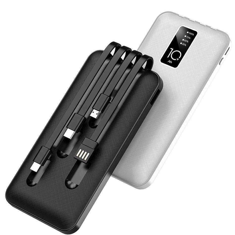 Power Bank 4LINE 20000mAh Внешний портативный аккумулятор с встроенными зарядными кабелями для microUSB • Type-C • USB • iPhone