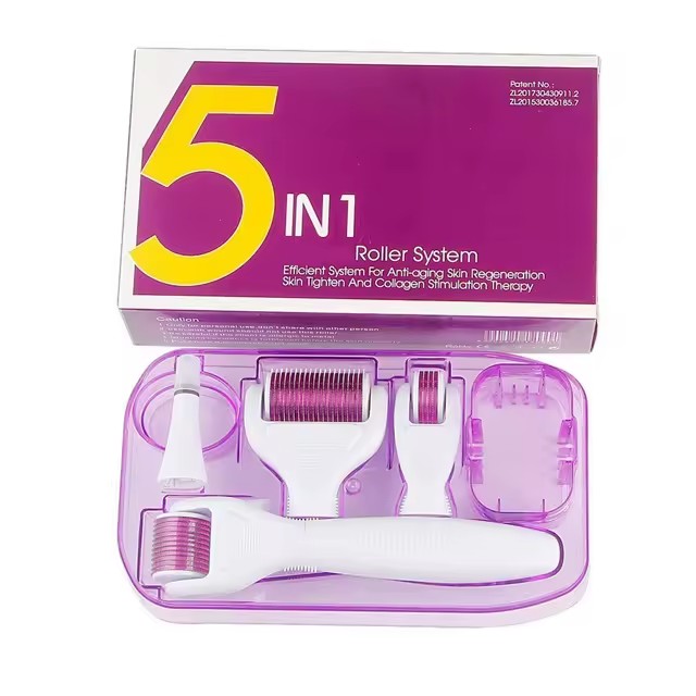 Мезороллер Derma Roller System 5 в 1 для гененерації шкіри · Набір титанових голок із запасними головками