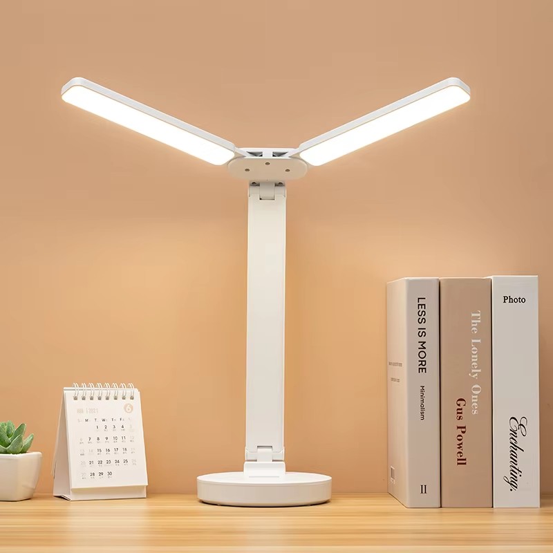 Настільна світлодіодна лампа Twice LED Lamp з подвійним поворотним світильником - плафоном на акумуляторі з USB зарядкою та