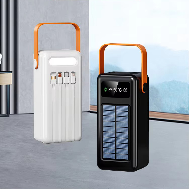 Зовнішній акумулятор Power Bank YM-637CX · Портативна зарядка Павербанк 80000 mAh із сонячною батареєю та ліхтариком