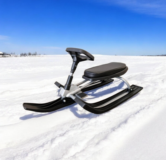 Дитячі санки - снігокат Snow Racer з кермом, переднім амортизатором та ножним гальмом · Сани керовані до 30 кг