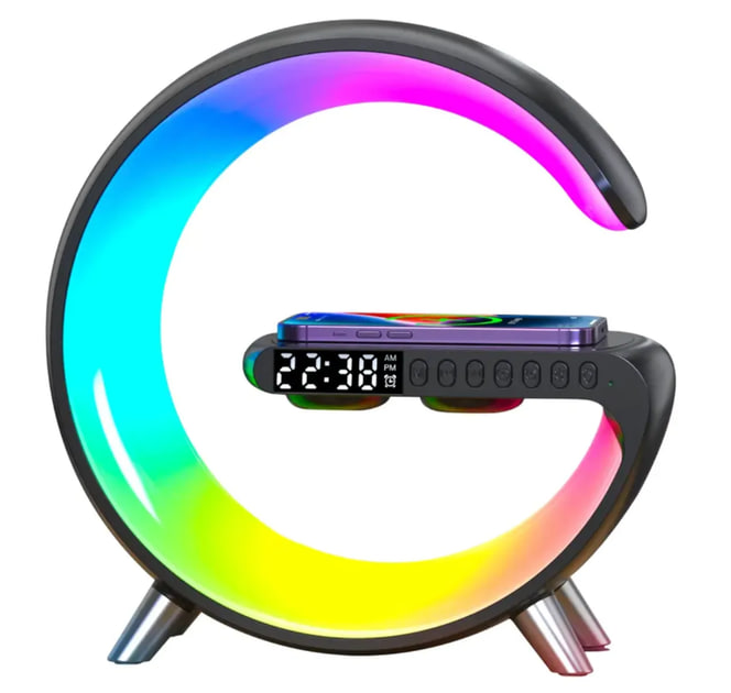 Нічник акумуляторний з годинником G63 Smart Light Sound Machine BLACK