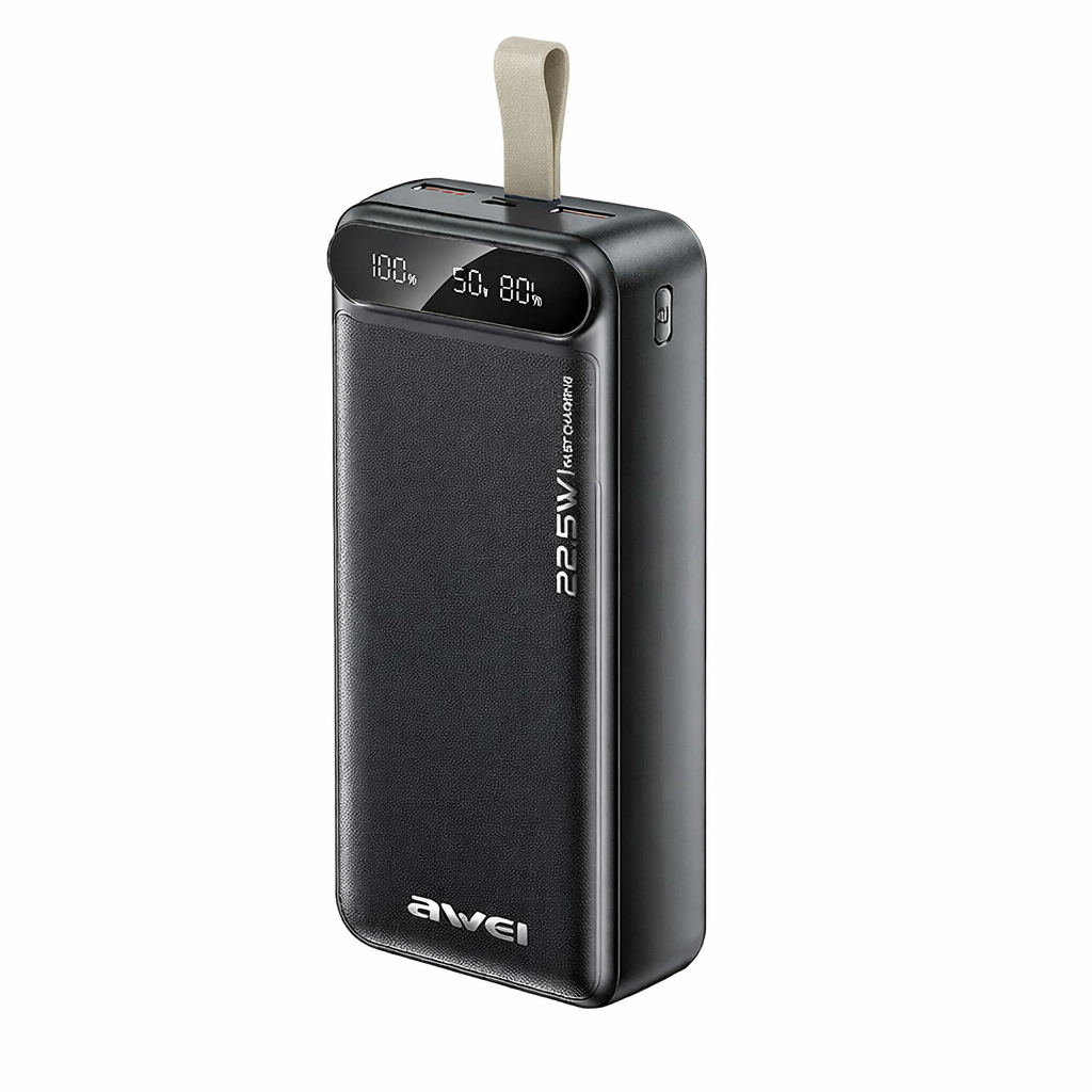 Мобільна зарядка Power Bank AWEI PA12 30000mAh 22.5W • Павербанк зі швидкою зарядкою PD/QC 3.0 та LED дисплеєм