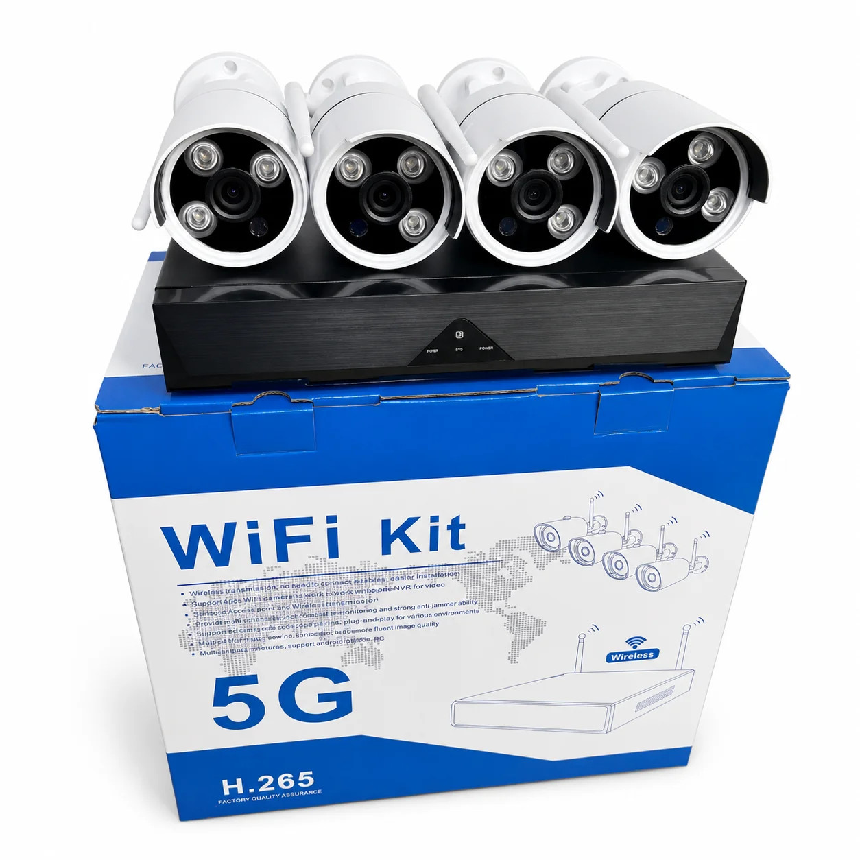 Бездротовий комплект відеоспостереження DVR KIT CAD Full HD UKC 8004/6673 WiFi 5G білий